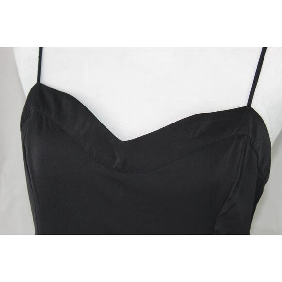 Abercrombie & Fitch satin maxi dress black slit sweetheart cami Medium Tall - Picture 4 of 10